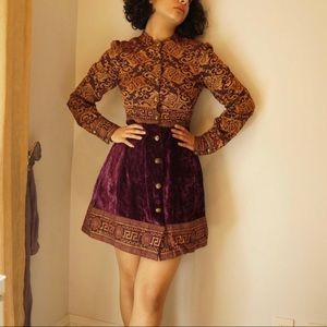 RARE Vintage Velvet Button Up Dress